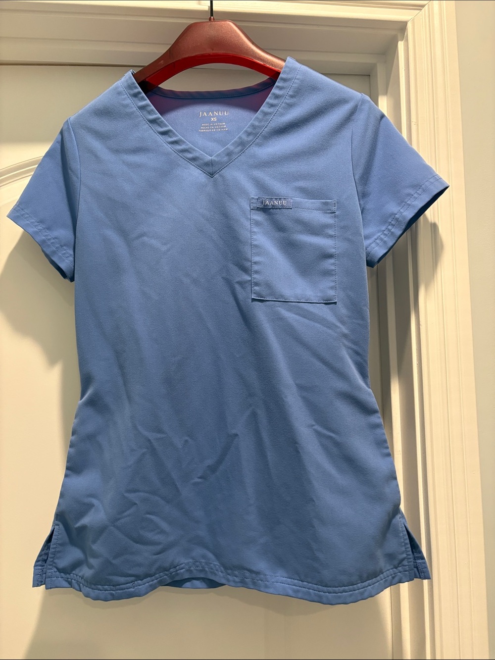 Jaanuu Classic V-Neck Scrub Top in Light Blue
